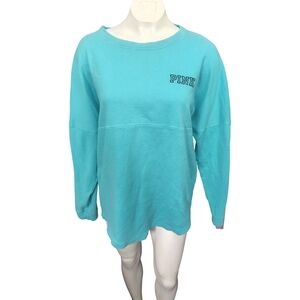 Victoria's Secret PINK Turquoise Crew Neck Sweater Size Large
